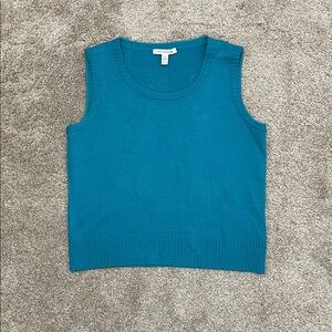 St. John Santana Knit Sweater Vest Top Blue Womens M